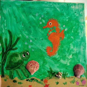Seahorse and Turtle